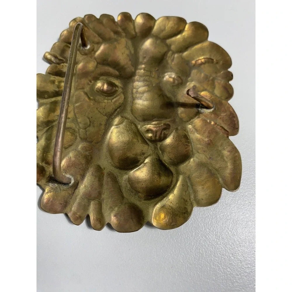 VTG 80's Studio handcraft brass belt buckle Art artesian's‎ one-of-a-kind Lion